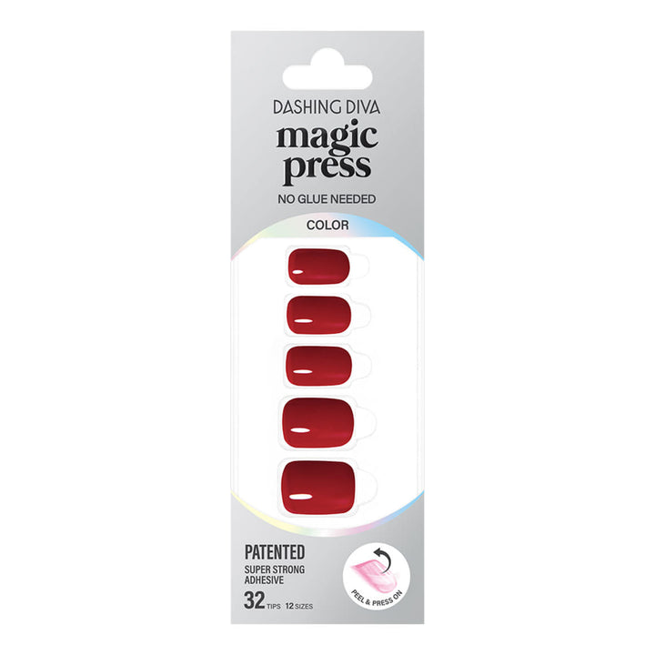 New Magic Press Nails (Mani)  - Red Pop (Regular Round)