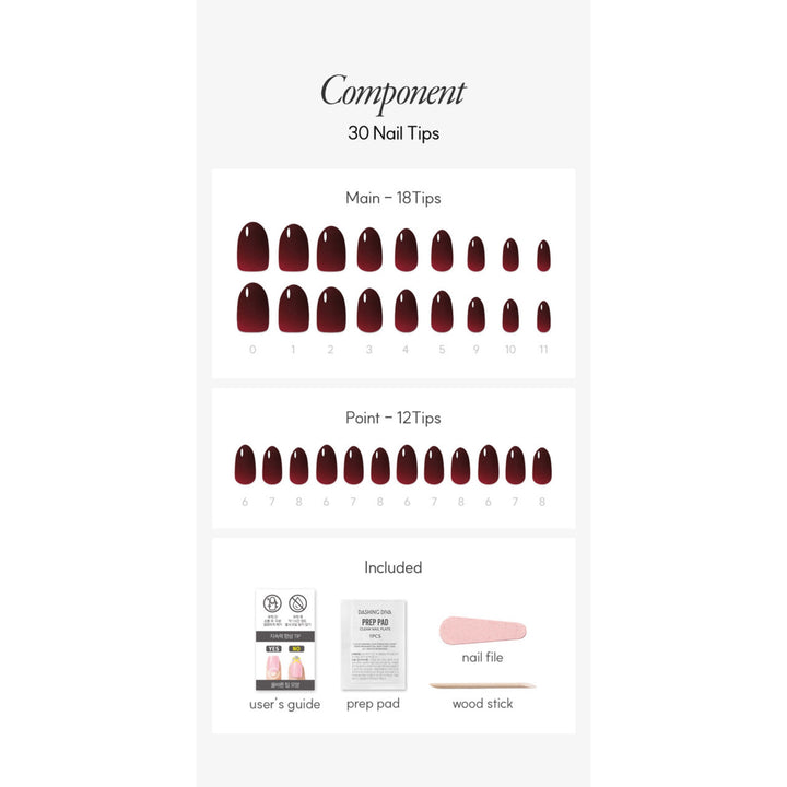 New Magic Press Nails (Mani)  - Classic Burgundy (Almond)