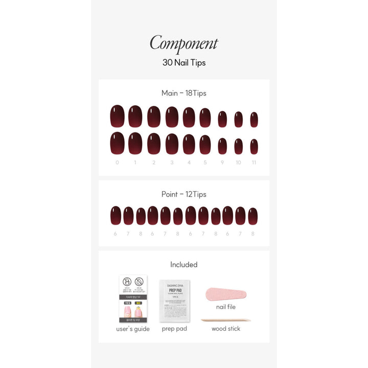 New Magic Press Nails (Mani)  - Classic Burgundy (Oval)